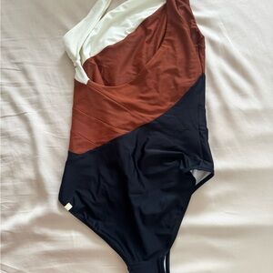 Summersalt Black and Brown Bodysuit with Asymmetrical Design